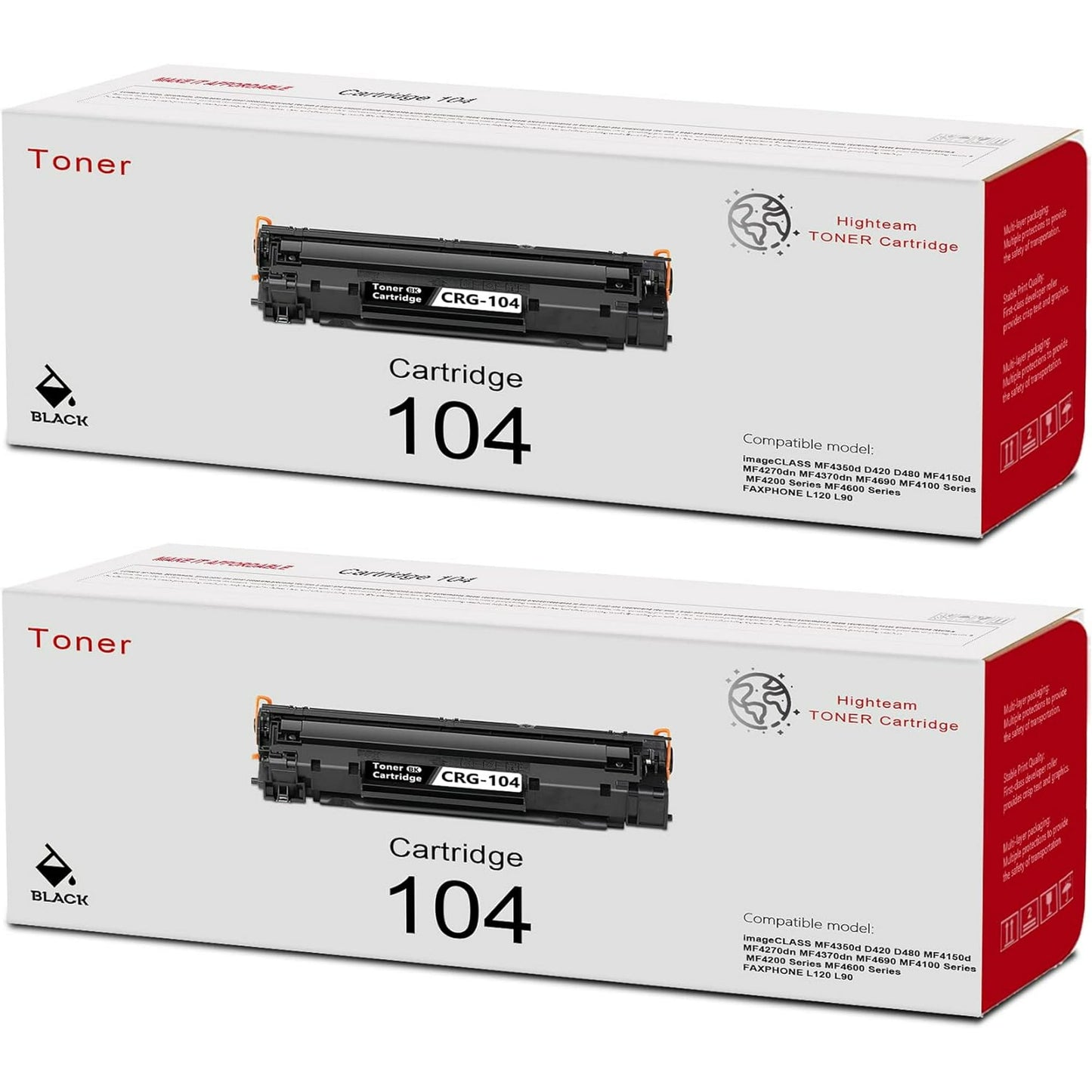 Cartridge 104 Toner Cartridge 104 Replacement for Canon CRG-104 imageCLASS MF4350d D420 D480 MF4150d MF4270dn MF4370dn MF4690 Printer Toner (Black, 2-Pack)