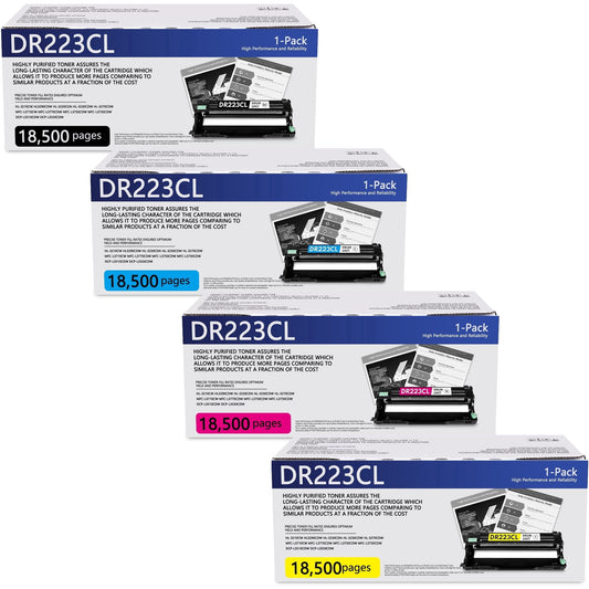 DR223CL Drum Unit 4 Pack Compatible for Brother DR223 CL Drum for HL-L3210CW HL-L3230CDW HL-L3270CDW MFC-L3710CW MFC-L3770CDW Printer Black Cyan Magenta Yellow