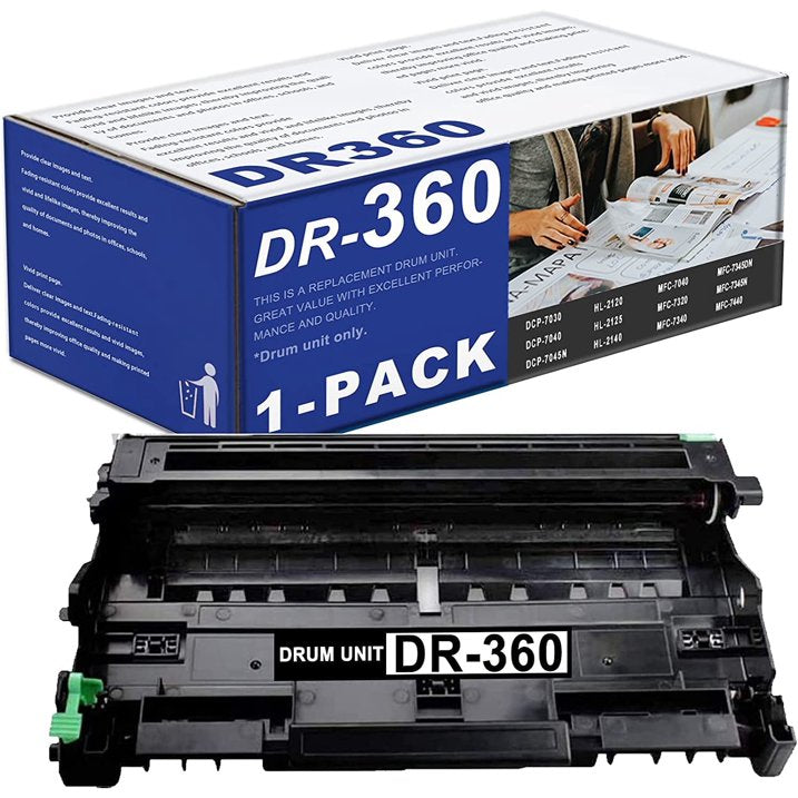 DR360 Black Drum Unit Replacement for Brother DR360 Drum Unit Compatible for HL-2120 Printer (1BK).