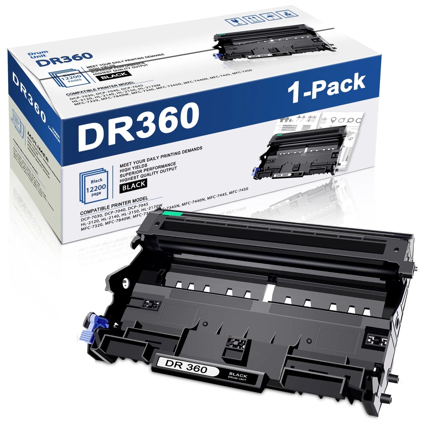 DR360 Drum Unit Compatible for Brother DR360 DR-360 for MFC-7840W Printer (1 Pack Black Drum Unit).
