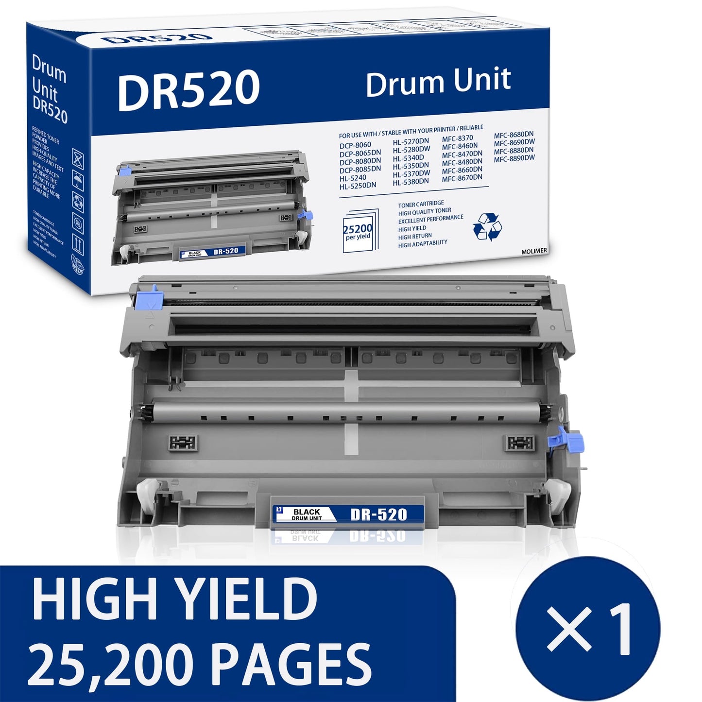 DR520 Black Drum Unit Compatible for Brother DR 520 DR-520 (1 Pack Drum) for HL-5370DW HL-5380DN Printers