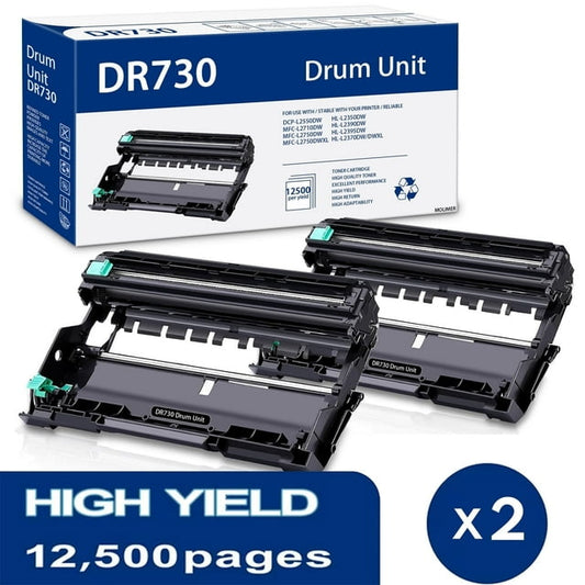 DR730 DR 730 Drum Unit 2-Pack Black (NO Toner) Replacement for Brother DR730 DR 730 Drum Unit MFC-L2710DW HL-L2370DWXL DCP-L2550DW Printer