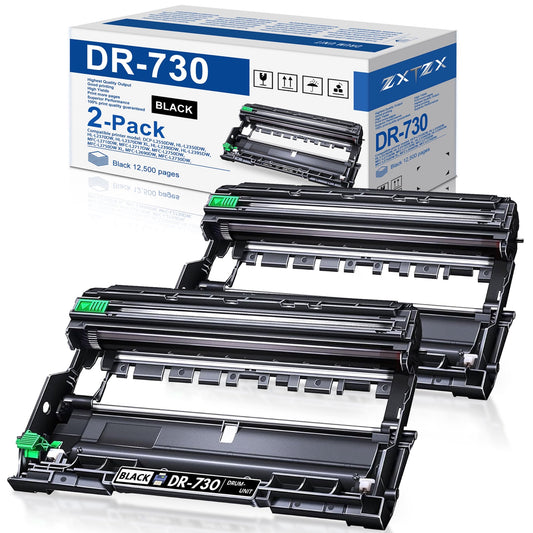 DR730 Drum Unit Compatible for Brother DR-730 DR730 HL-L2370DW HL-L2390DW DCP-L2550DW HL-L2350DW (Black, 2-Pack)