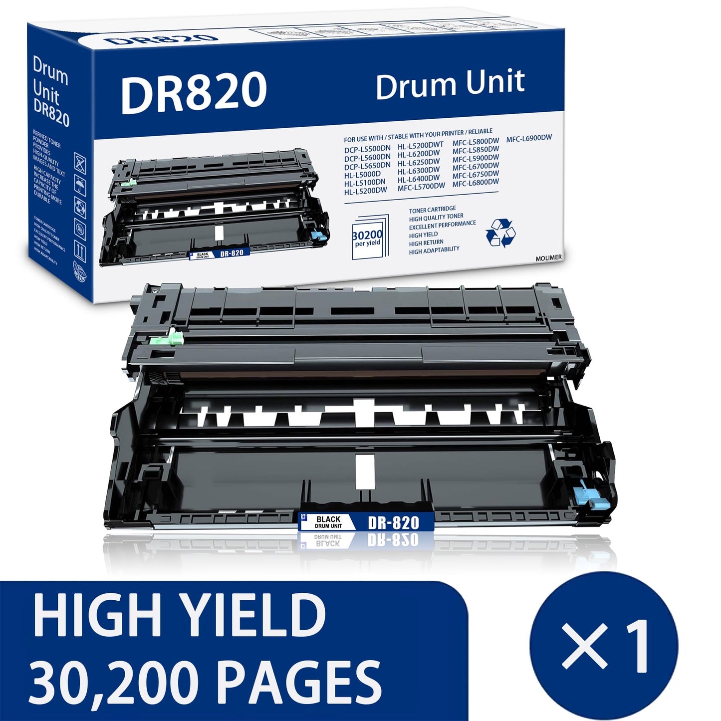 DR820 Black Drum Unit Compatible for Brother DR 820 (1 pack ) for MFC-L5800DW MFC-L5850DW Printers