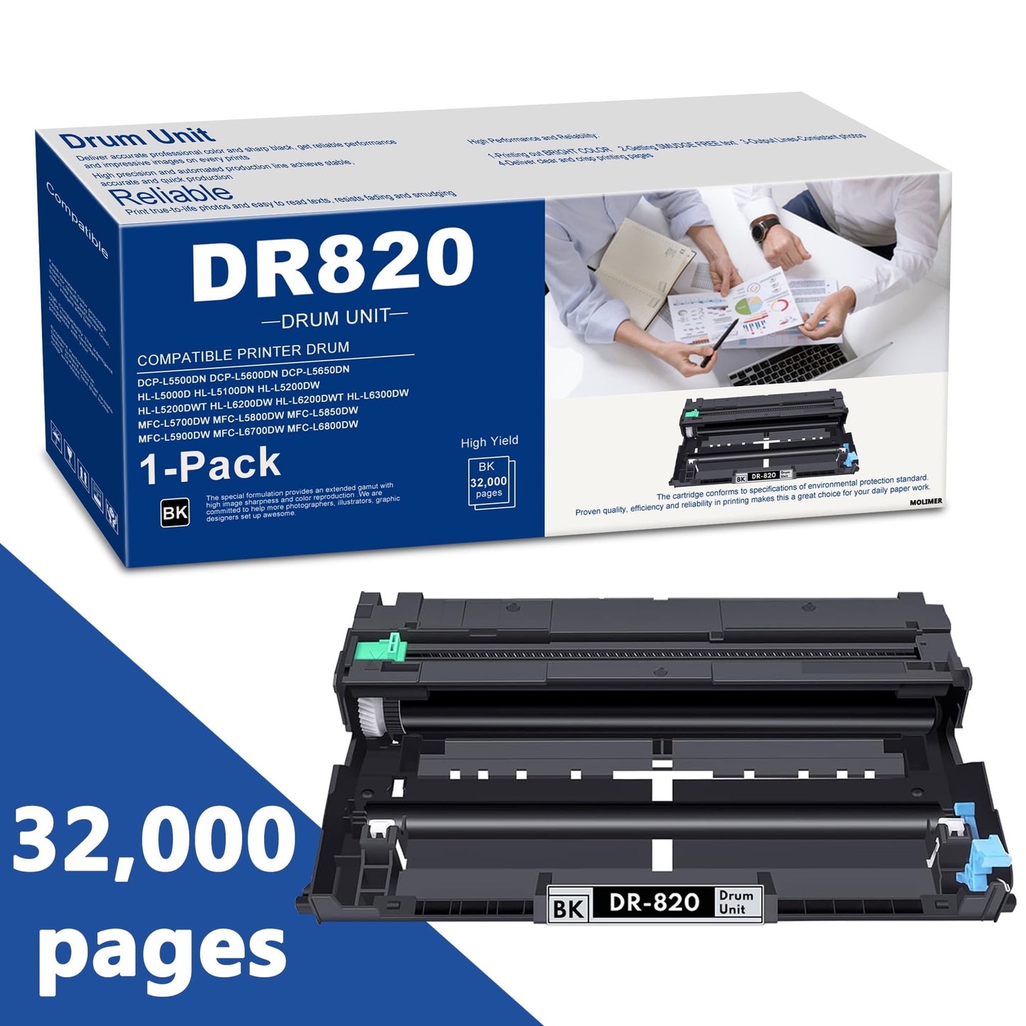 DR820 Drum Unit Compatible with Brother DR 820 for HL-L6200DW Printer (Not Toner Cartridge)