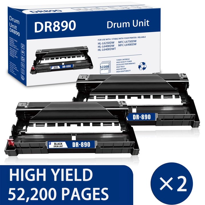 DR890 Black Drum Unit Compatible for Brother DR 890 (2 Pack ) for HL-L6400DW HL-L6400DWT Printers