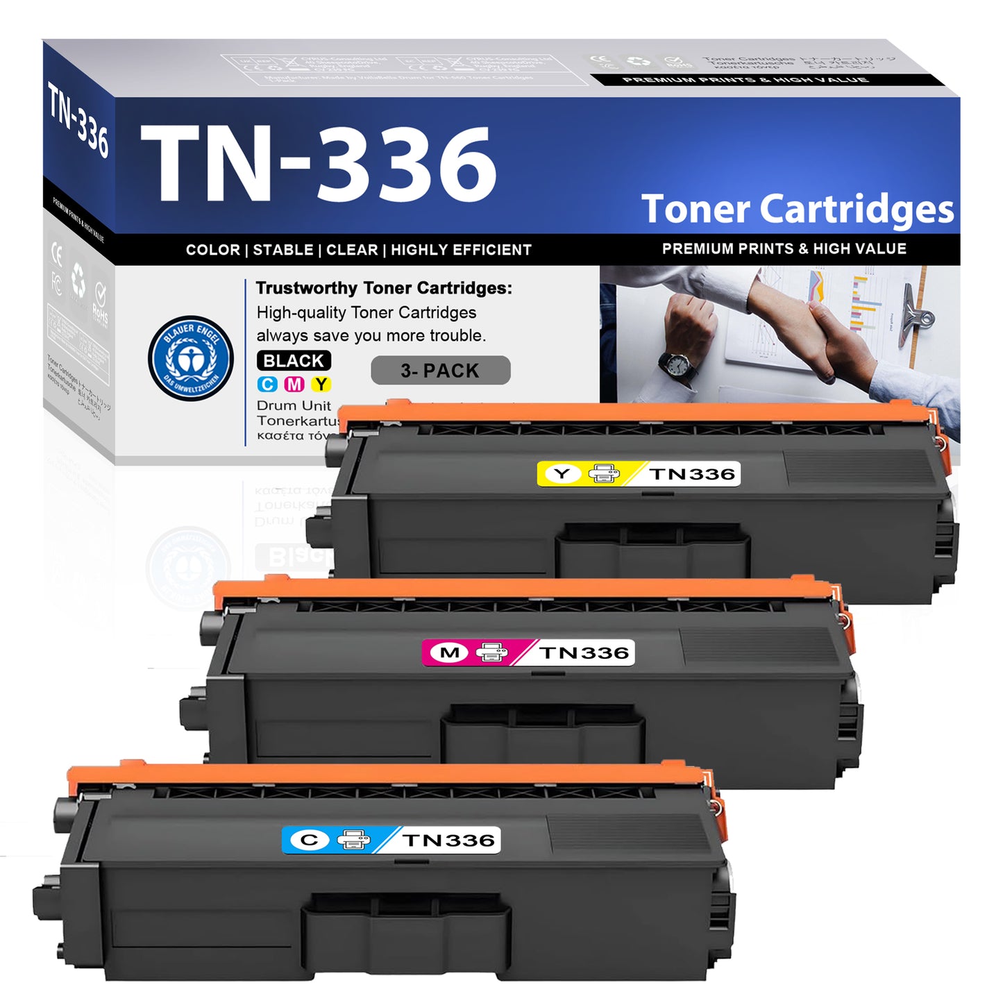 TN336 Toner Cartridges ZXTZX Compatibles for Brother TN336 Toner HL-4140CN MFC-9560CDN  Series Printers 3 Pack (Cyan Magenta Yellow)