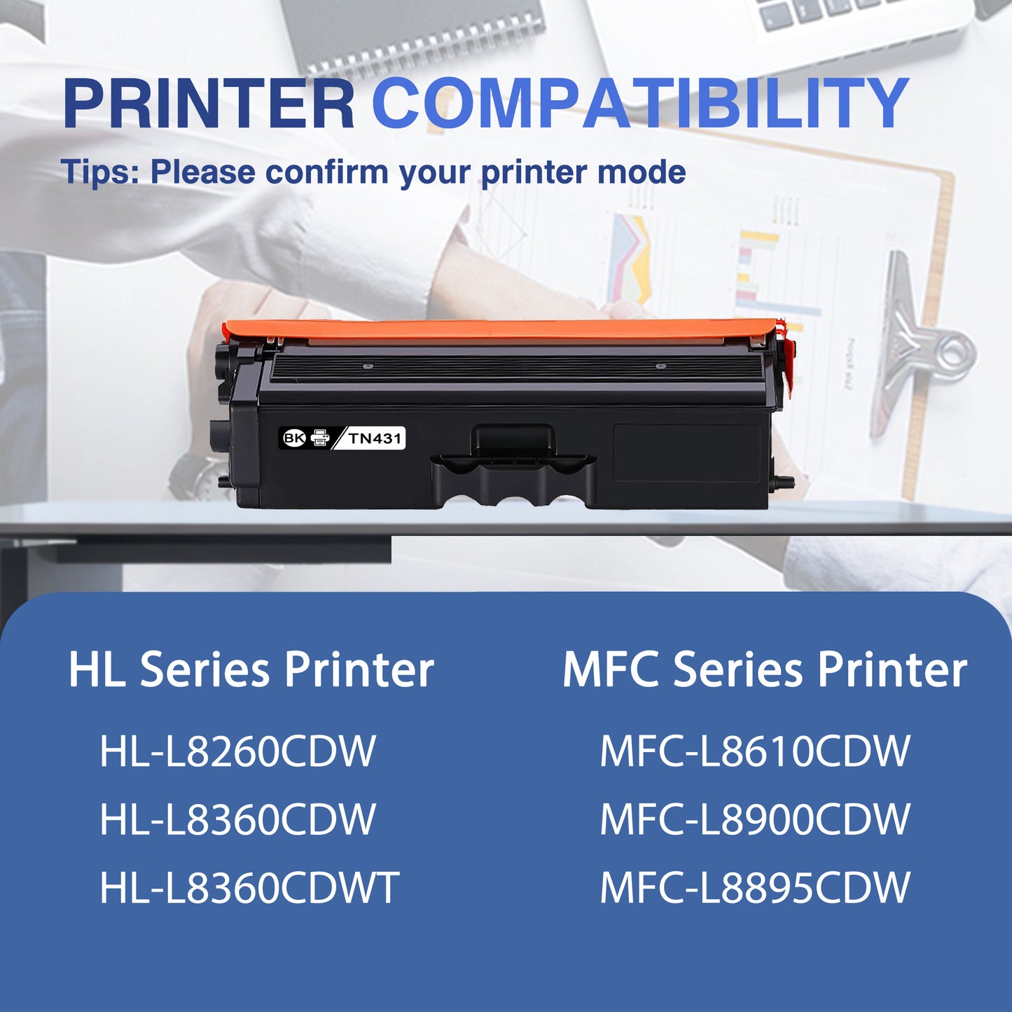 TN431 Toner Cartridges 2 Pack Black ZXTZX Compatibles for Brother TN431 Toner HL-L8260CDW MFC-L8610CDW Series Printers