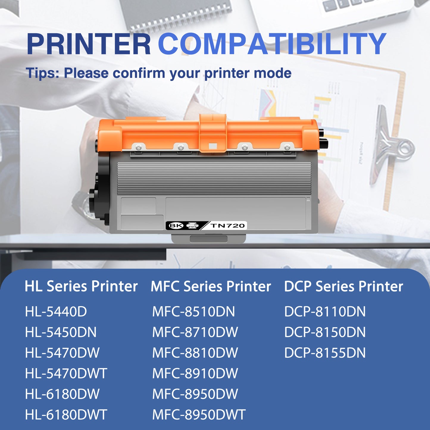 TN720 Toner Cartridges ZXTZX Compatibles for Brother TN720 Toner HL-6180DW MFC-8710DW Series Printers 2 Pack