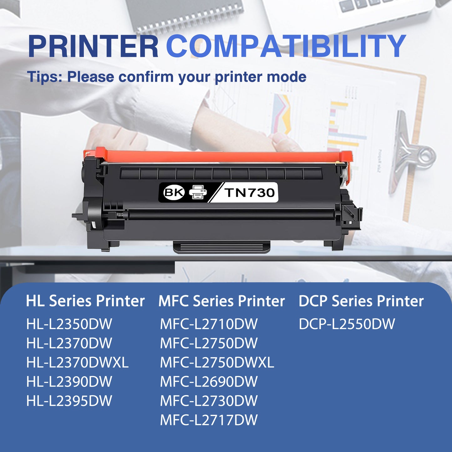 TN730 Toner Cartridge ZXTZX Compatibles for Brother TN-730 Compatibles for HL-L2370DW MFC-L2750DW Series Printers 1 Pack Black