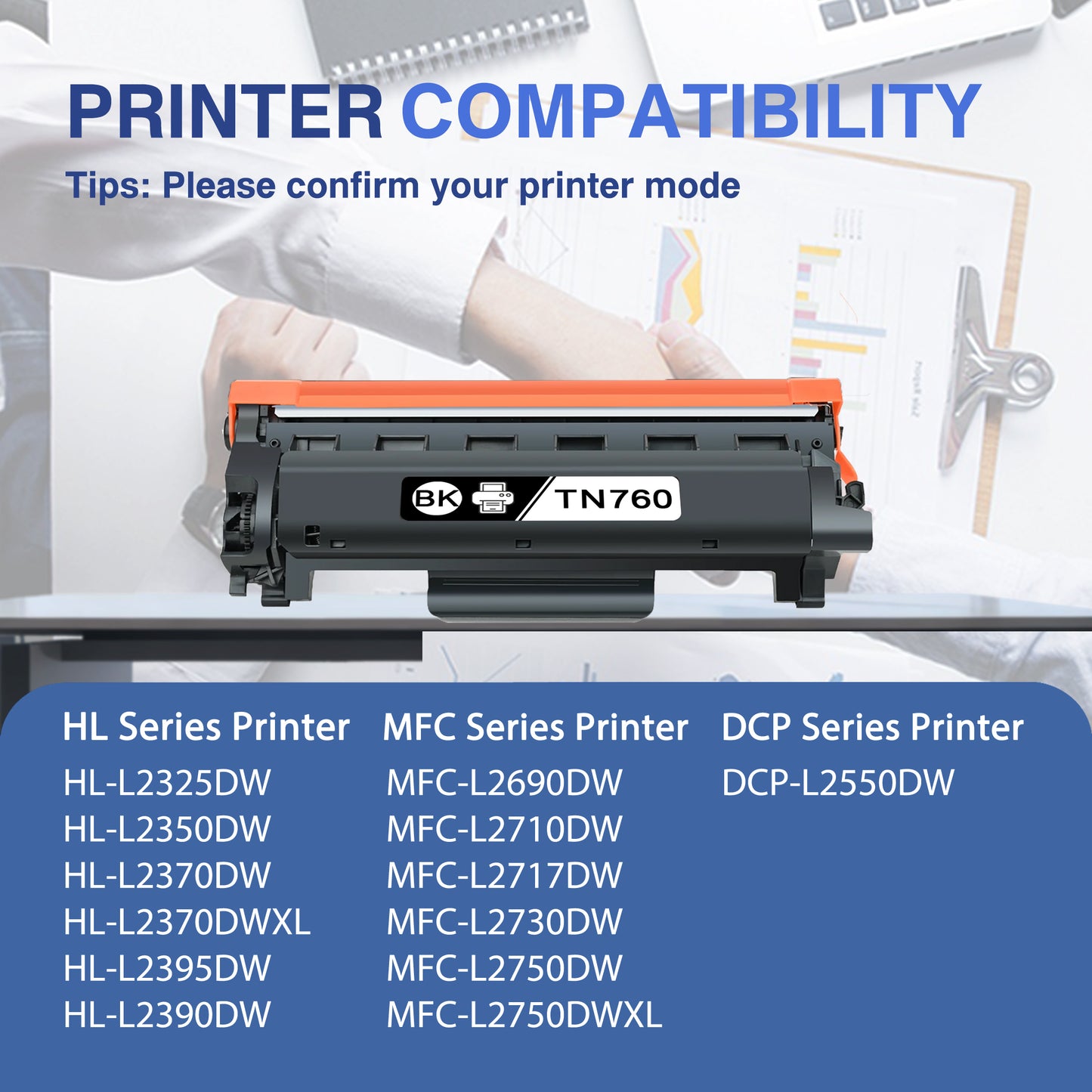 TN760 Black Toner Cartridge 6 Pack ZXTZX Compatibles for Brother TN730 TN-760 Compatible with DCP-L2550DW HL-L2370DW Series Printers