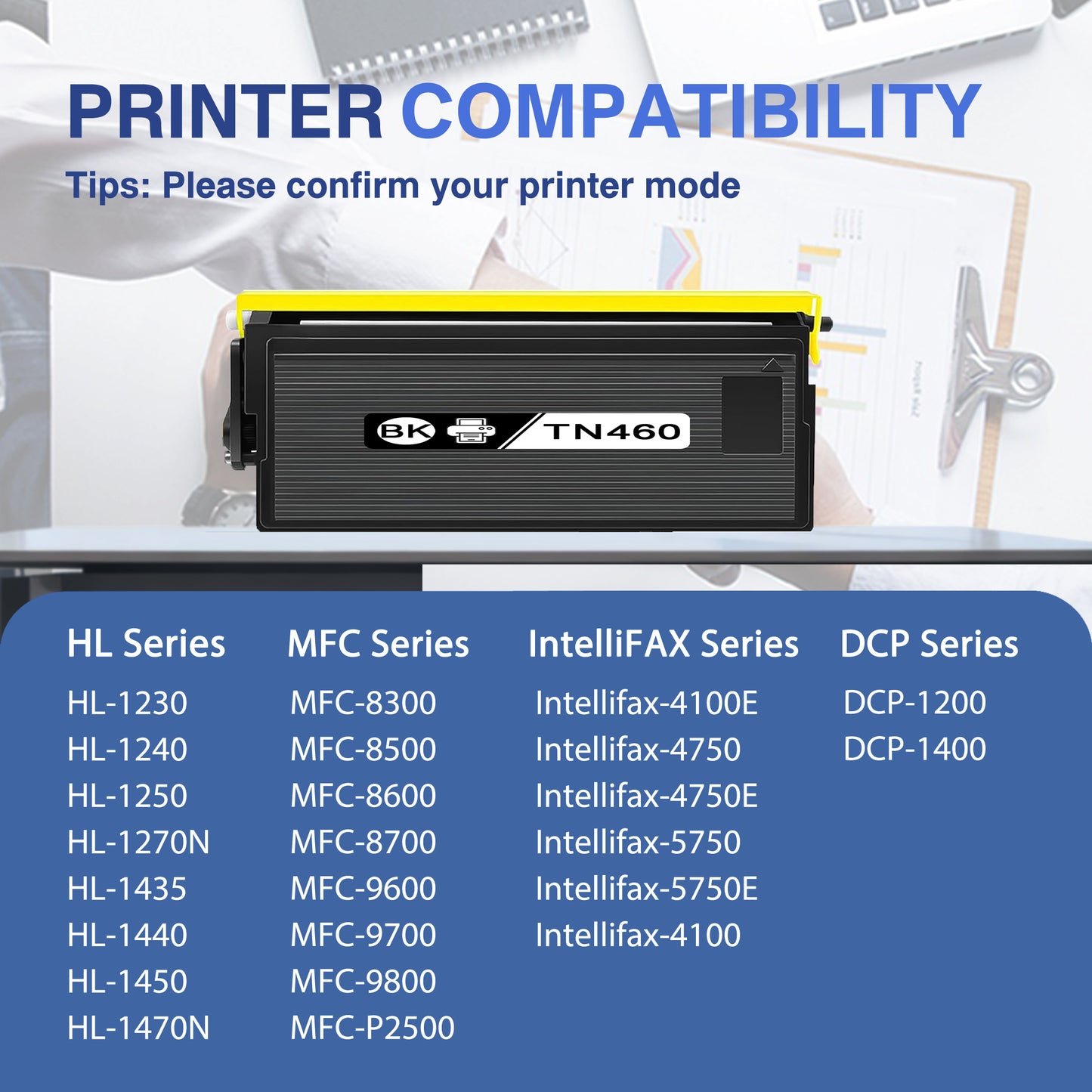 TN460 Toner Cartridge ZXTZX Compatibles for Brother TN-460 Compatibles for HL-1470N MFC-8600 Series Printers 2 Pack Black