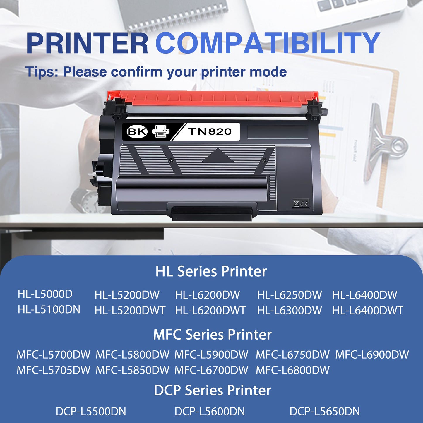 TN820 Toner Cartridge ZXTZX Compatibles for Brother TN-820 Compatibles for HL-L2465DW MFC-L2760DW Series Printers 2 Pack Black