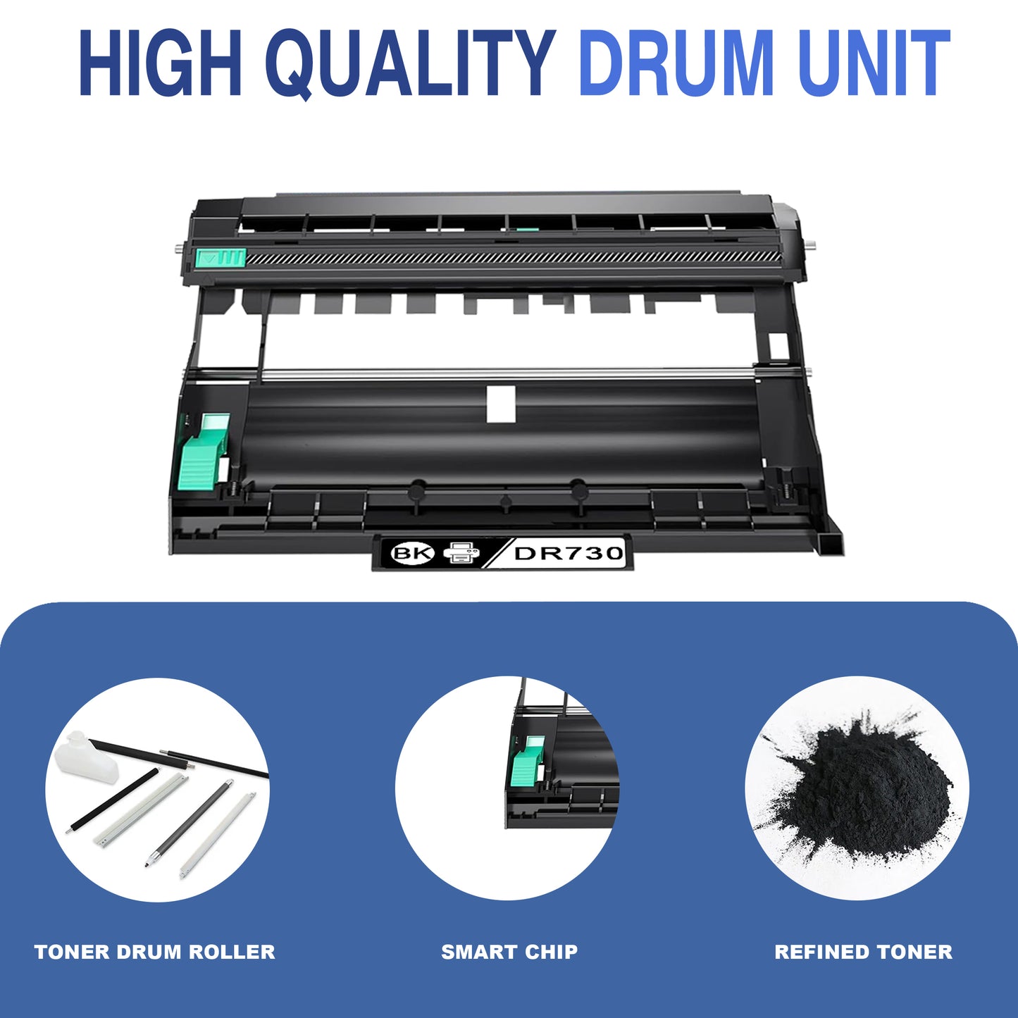 DR730 Drum Unit Black ZXTZX Compatible for Brother for HL-L2370DW MFC-L2750DW MFC-L2750DWXL Series Printers 1 Pack