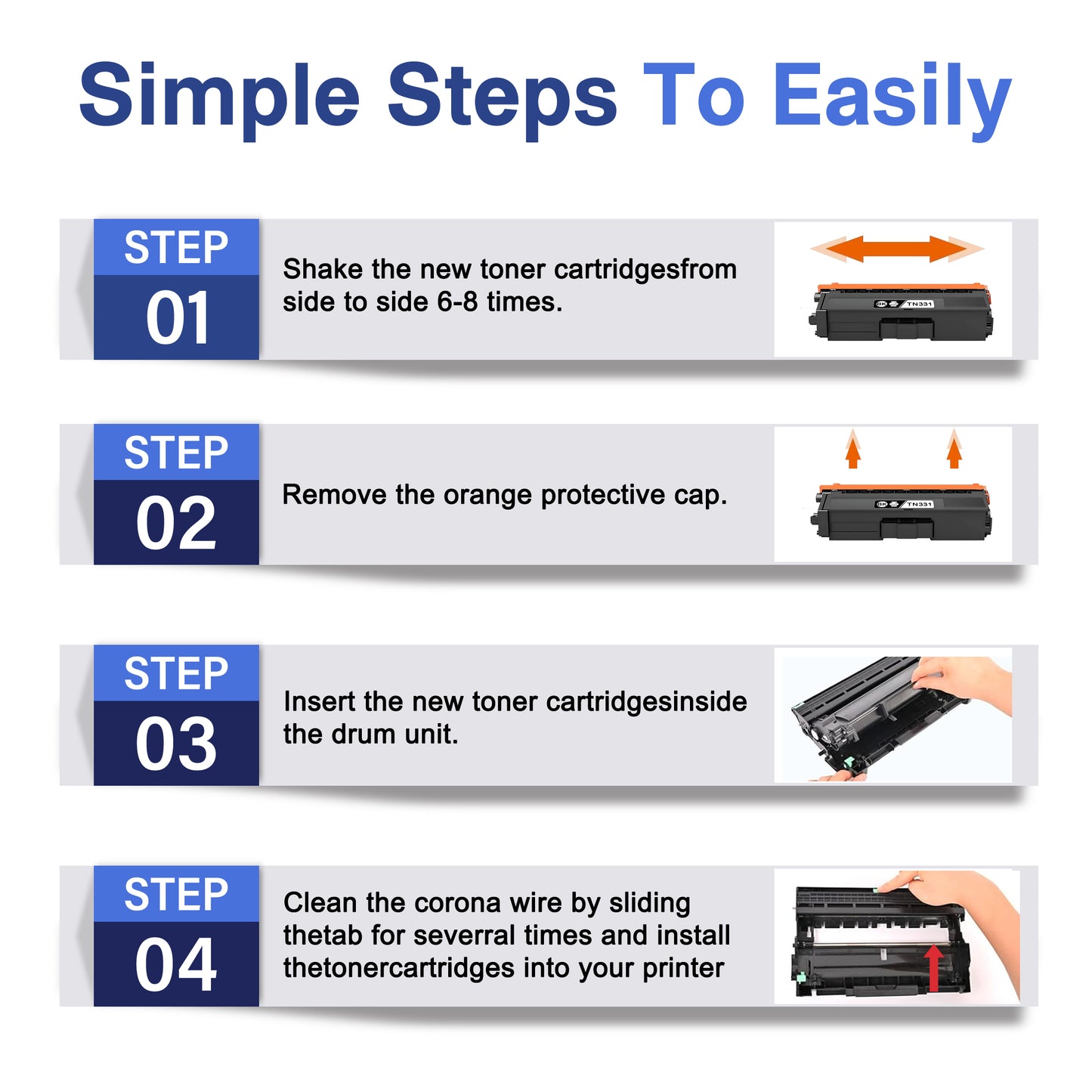 TN331 Toner Cartridges ZXTZX Compatibles for Brother TN331 Toner HL-8350CDWT MFC-9460CDN Series Printers 4 Pack (Black Cyan Magenta Yellow )