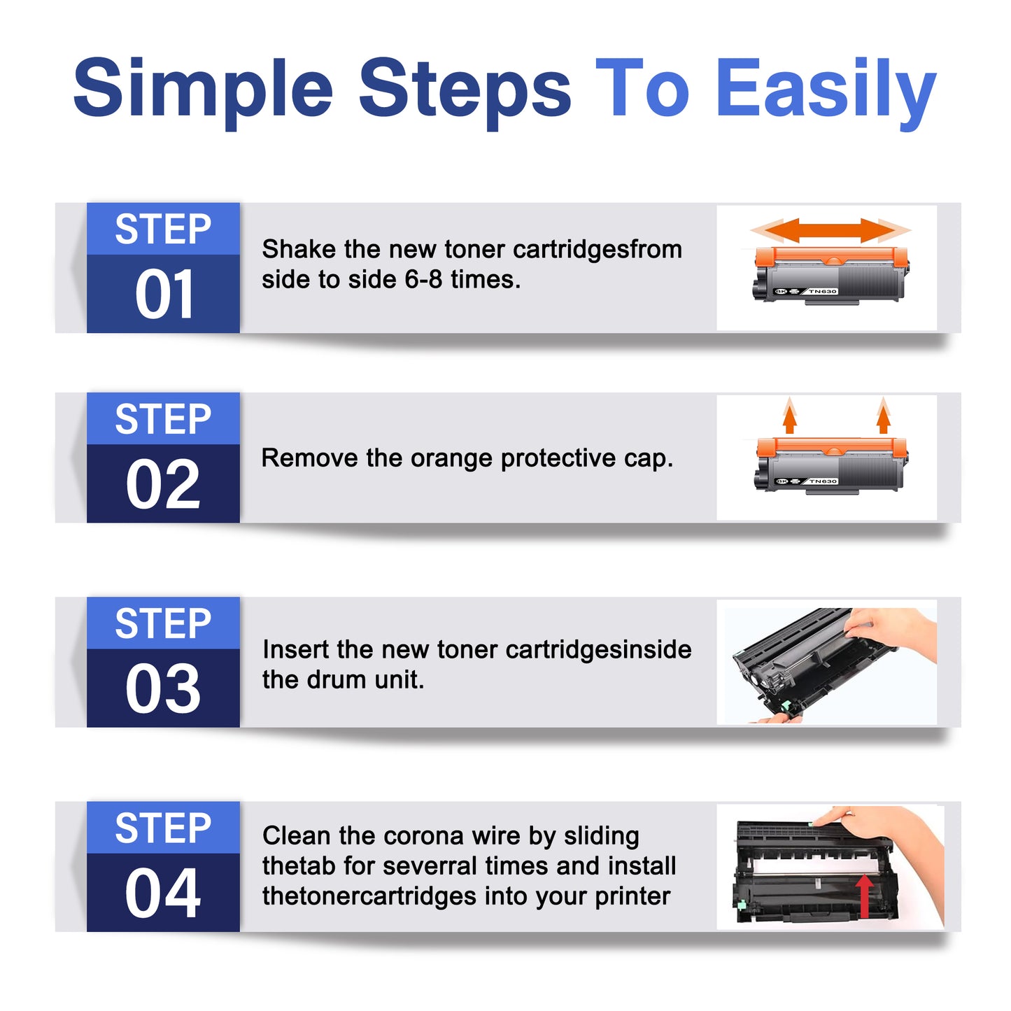TN630 Toner Cartridge ZXTZX Compatibles for Brother TN-630 Compatibles for HL-L2360DW MFC-L2685DW Series Printers 1 Pack Black