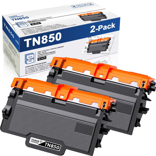 High Yield TN850 820 Toner Cartridge Replacement for Brother TN850 Toner MFC-L5900DW, 2 Pack Black