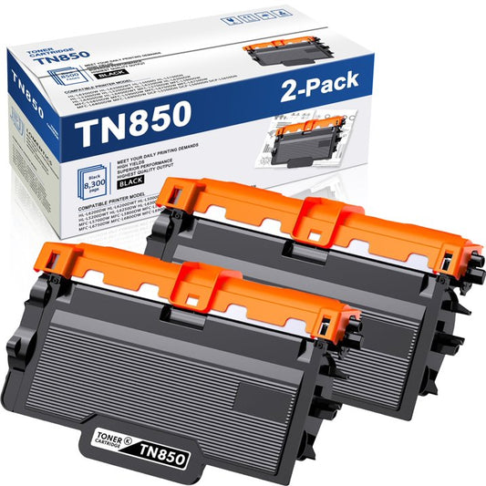 High Yield TN850 820 Toner Cartridge Replacement for Brother TN850 Toner MFC-L5900DW, 2 Pack Black