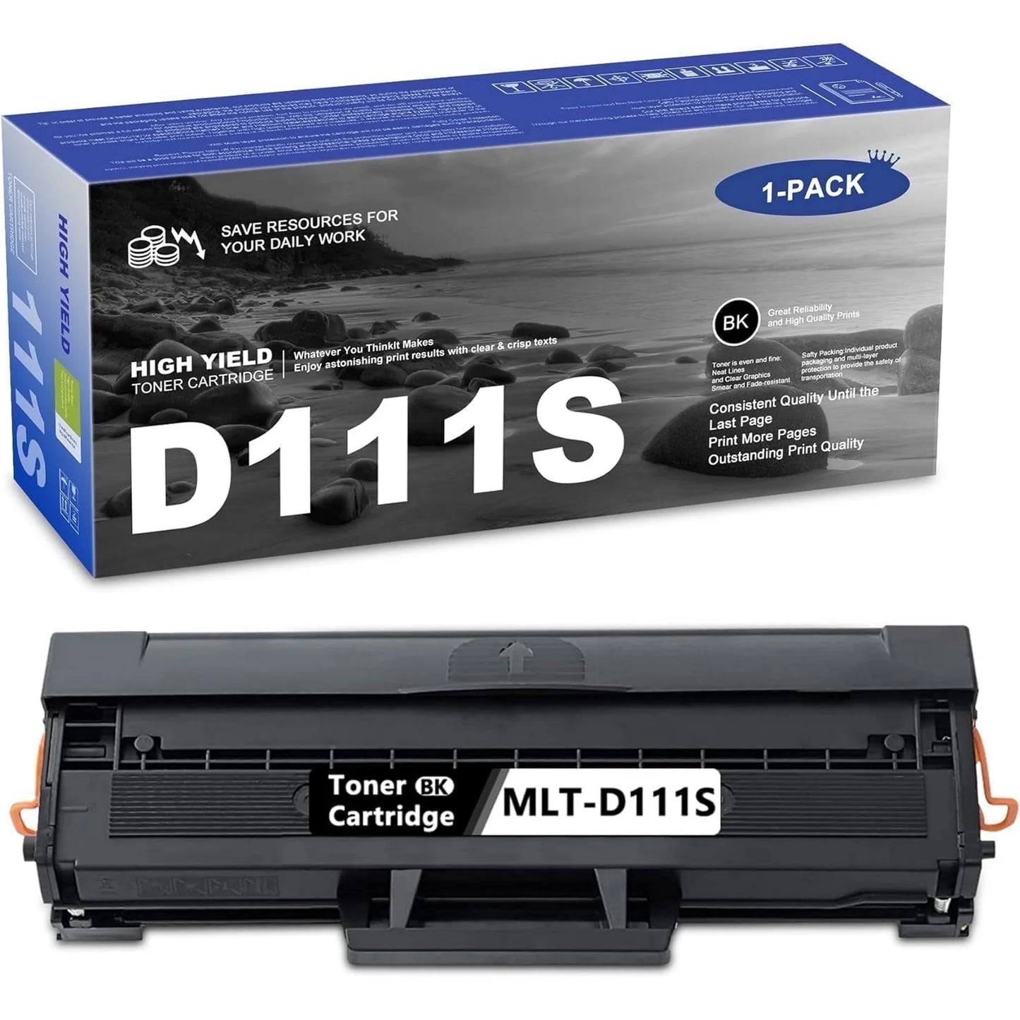SevenColor MLT-D111S SU814A Black Toner Cartridge for Samsung Xpress M2020 Printer, Black