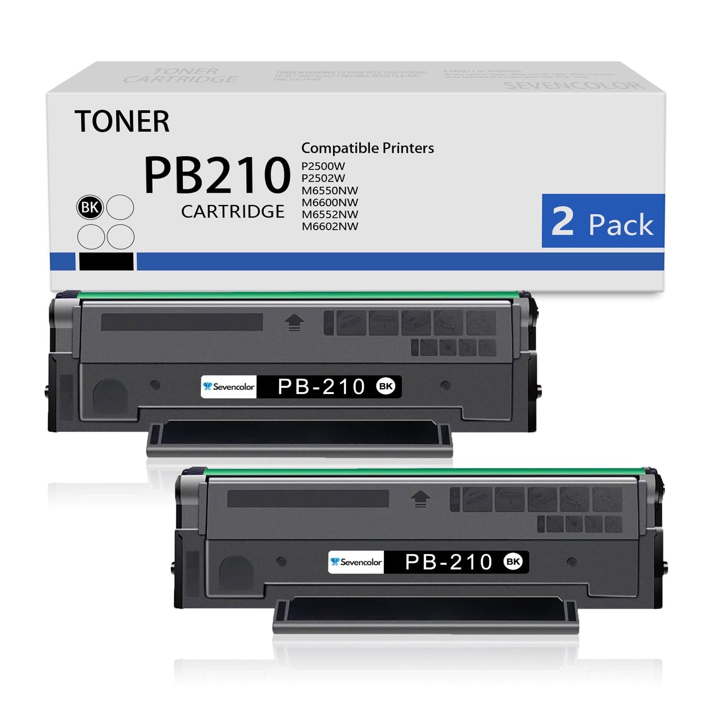 PB210 Toner Cartridge PB-210 Replacement for Pantum P2500W P2502W M6550NW M6600NW M6552NW, 2 Black