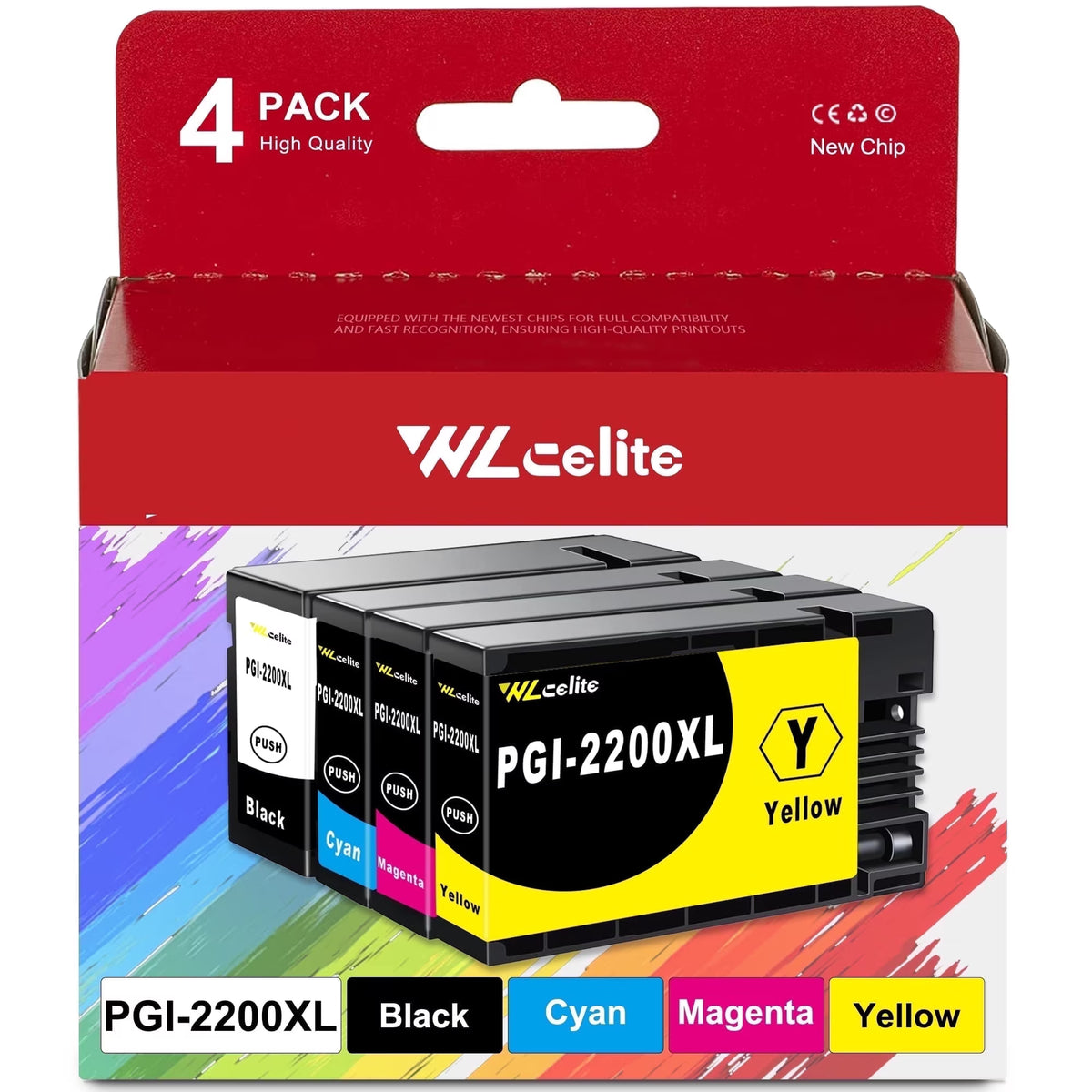 PGI 2200XL Ink Cartridge Compatible for Canon 2200XL Combo Pack Ink Cartridges Printer (Black Cyan Magenta Yellow)