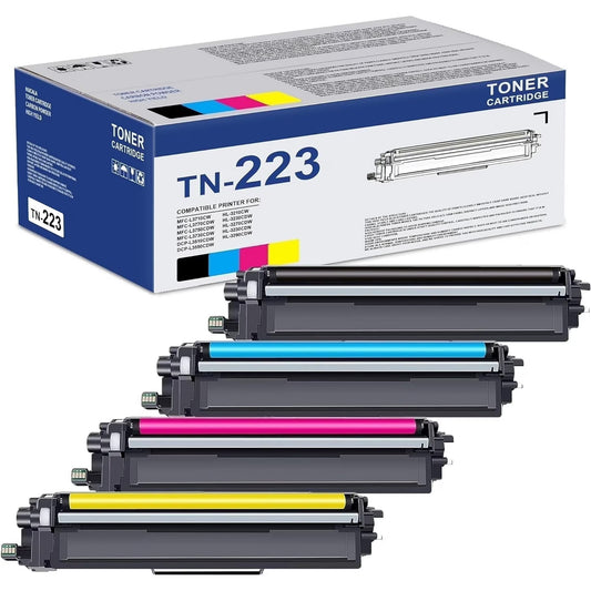 TN-223 TN223 Toner Cartridge Black Cyan Magenta Yellow 4 Pack Compatible for Brother TN223 Toner