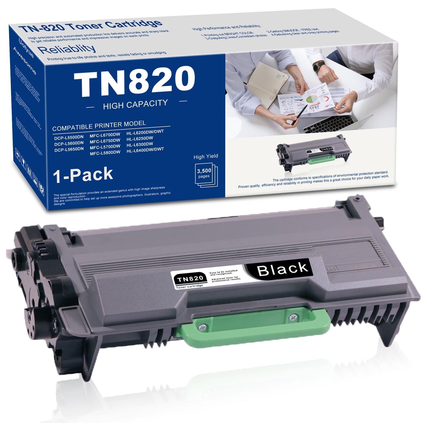 TN-820 TN820 High Yield Toner Cartridge 1 Pack Black Replacement for Brother HL-L6200DW Printer