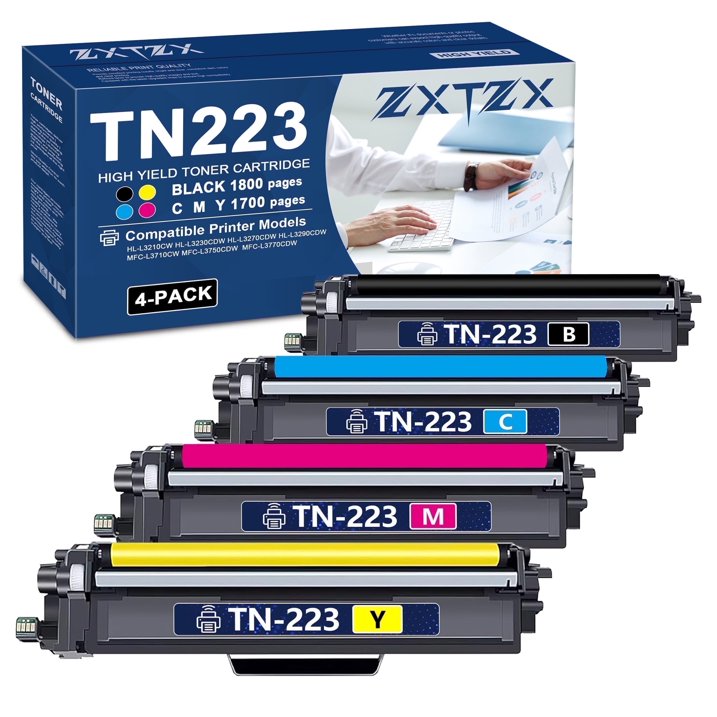 TN223 Toner Compatible for Brother TN223 Toner Cartridges Black Cyan Magenta Yellow Printer 4 Pack