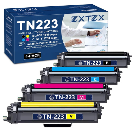 TN223 Toner Compatible for Brother TN223 Toner Cartridges Black Cyan Magenta Yellow Printer 4-Pack