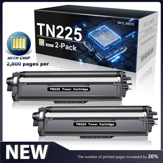 TN225 Toner Cartridge Black Replacement for Brother TN-225 for HL-3140CW HL-3150CDN Printer (2BK)