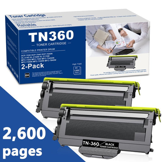 TN360 Toner Cartridge Replacement for Brother TN360 Toner Compatible for DCP-7030 Printer(2 Black).