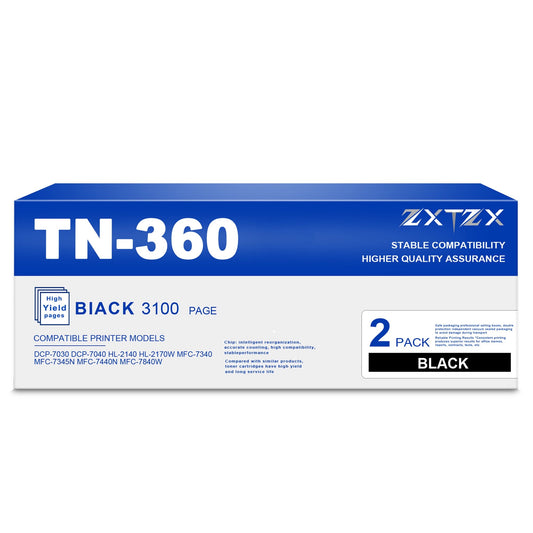 TN360 Toner for Brother TN360 TN330 Toner Cartridge Printer DCP-70302 HL-2140 MFC-7345N 2 Pack