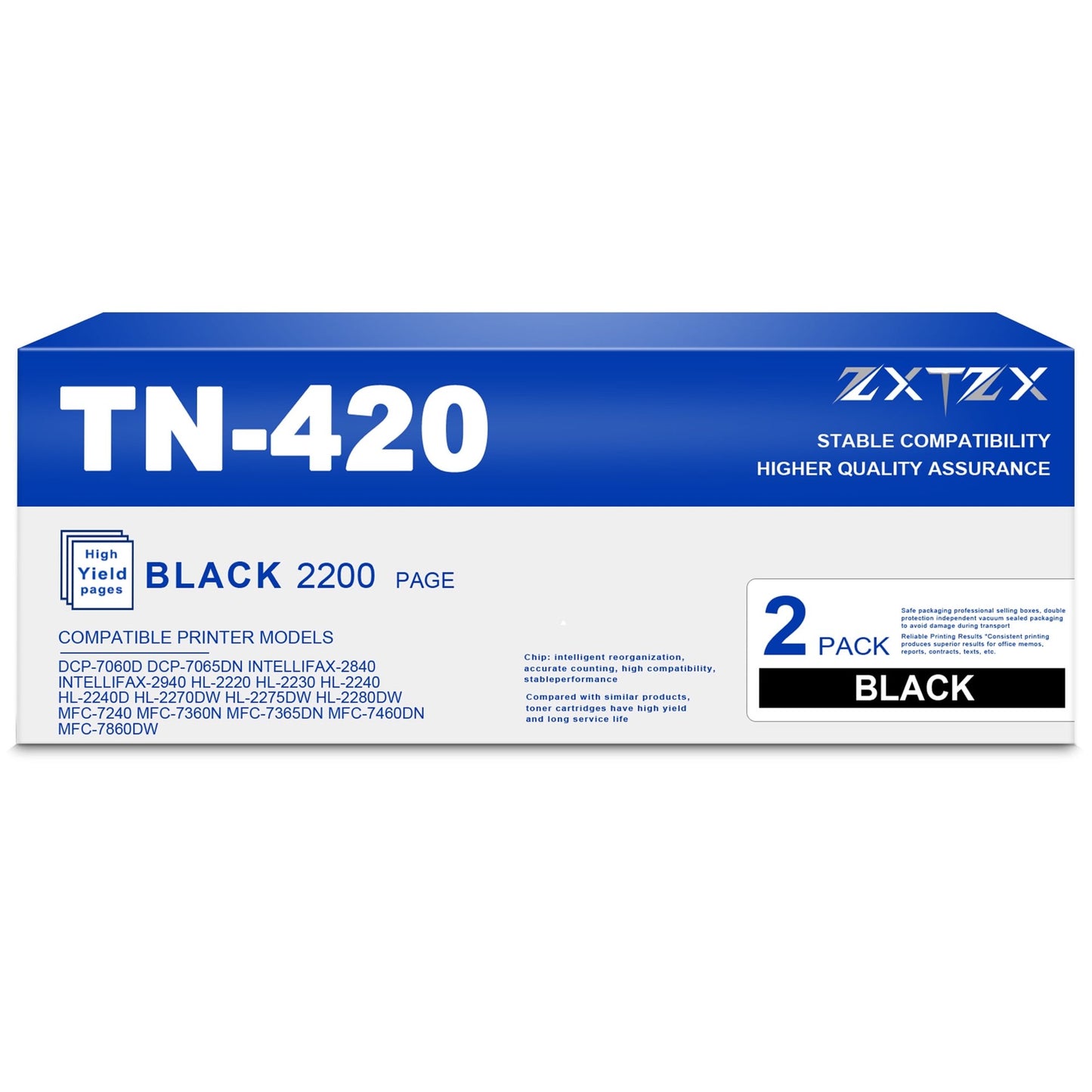 TN420 Toner Compatible for Brother TN420 2 Pack Black Toner Cartridges Printer