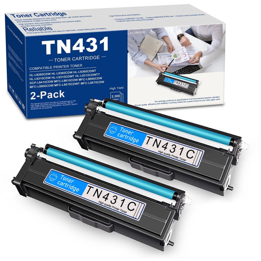 TN431 Toner Cartridge 2 Pack Cyan Replacement for Brother TN-431 Toner forHL-L9310CDW Printer