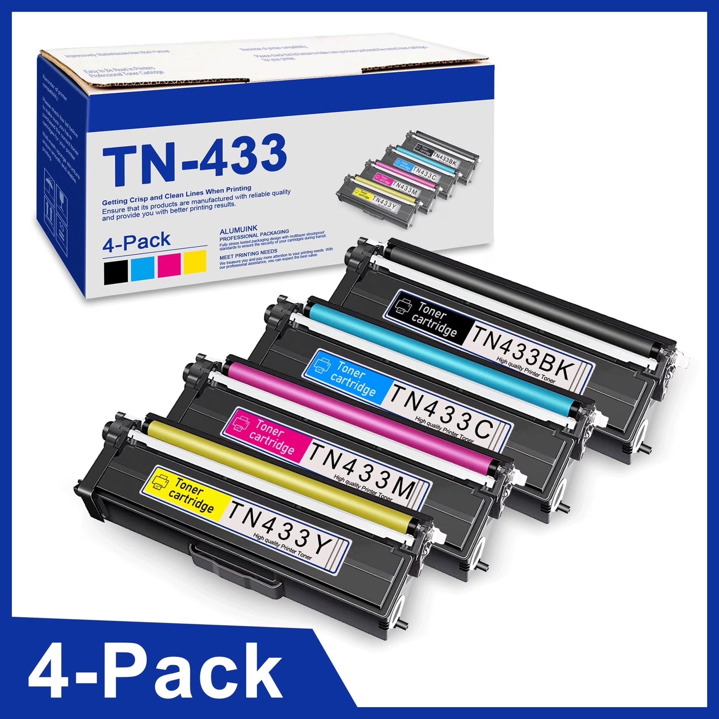 TN433 Toner Cartridges 4 Pack Replacement for Brother TN 433 Toner for MFC-L8900CDW Printer
