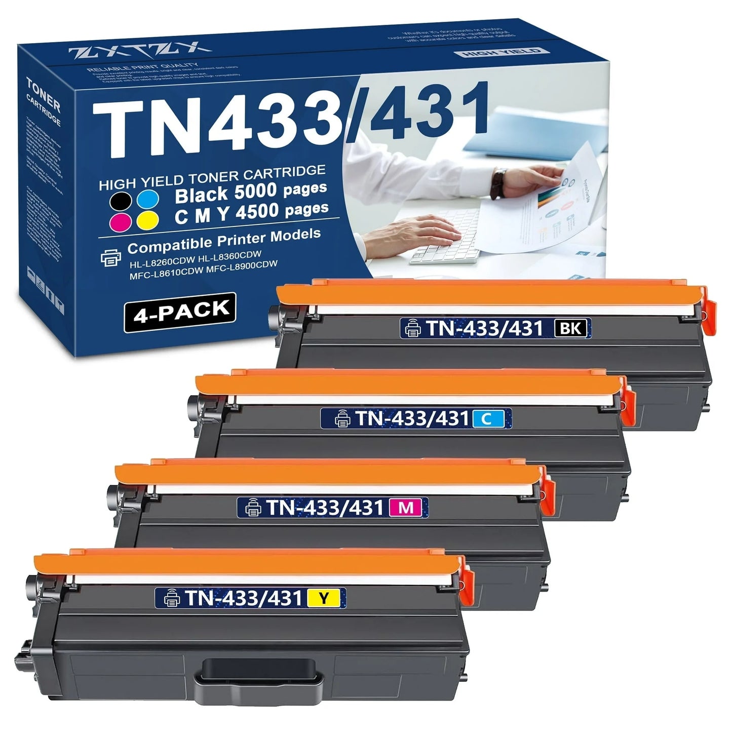TN433 Toner for Brother TN433 TN431 Toner Cartridges Printer (Black Cyan Magenta Yellow)