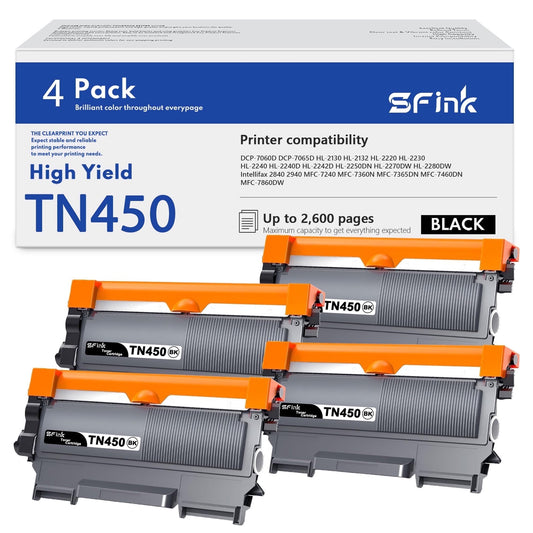TN450 High Yield Toner Cartridge 4 Black Replacement for Brother TN-450 Toner for HL-2280DW HL-2270DW DCP-7065DN Printer