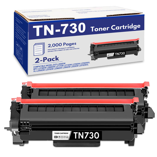 TN730 TN 730 Toner Cartridge Compatible for Brother TN 730 TN-730 TN730 Toner Cartridges for MFC-L2730DW HL-L2390DW DCP-L2550DW Printer (Black,2 Pack)