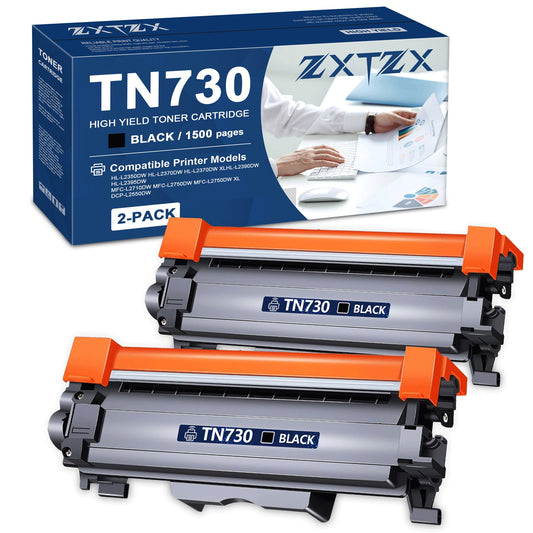 TN730 Toner Cartridge 2-Pack Black Compatible for Brother TN730 TN 730 TN-730 Toner Cartridges for DCP-L2550DW MFC-L2710DW MFC-L2730DW HL-L2395DW HL-L2370DW Printer