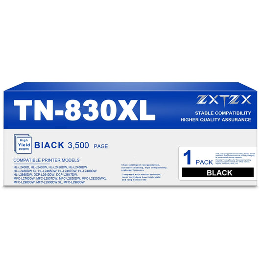 TN830XL Toner Compatible for Brother TN830 XL Toner Cartridge High Yield Printer Toner 3,500 page