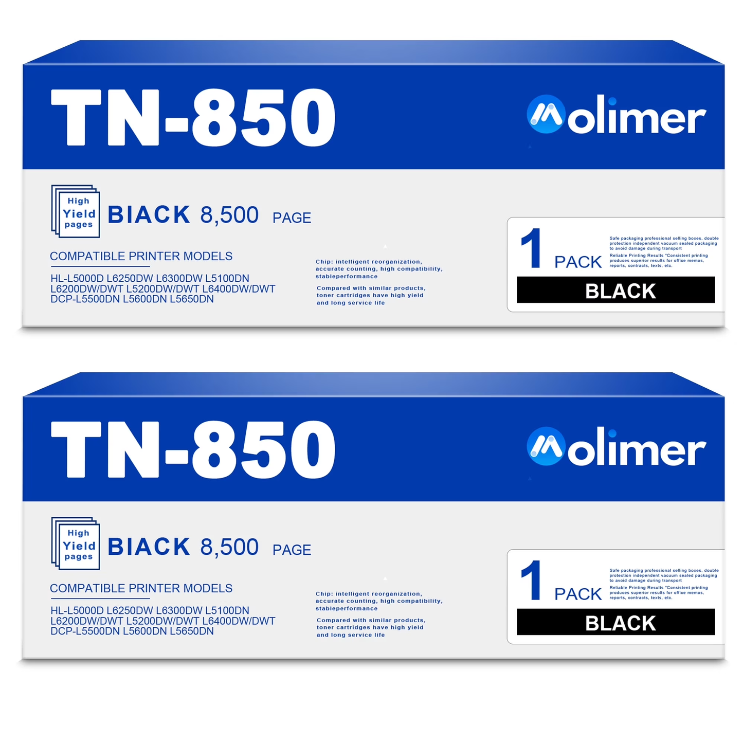 TN850 Toner Cartridge Replacement for Brother TN850 Toner Compatible for HL-L5000D Printer (2-Pack)
