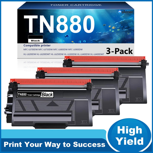 TN880 Toner Cartridge (3 Pack): Compatible Replacement for Brother TN880 Black Toner Cartridge for DCP-L5600DN MFC-L6700DW MFC-L6750DWHL-L6200DW/DWT HL-L6250DW HL-L6300DW Printer
