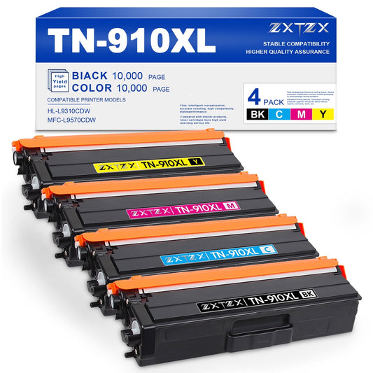 TN910 TN910XL Toner Cartridge Compatible for Brother TN910 Toner Black,Cyan,Magenta,Yellow