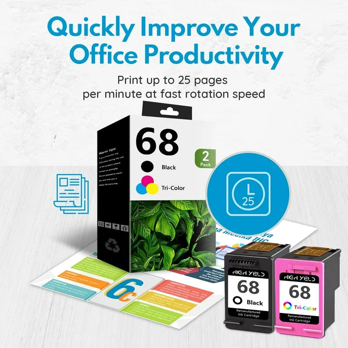 68 Ink Compatible for HP 68 Ink Cartridges Combo Pack Envy 6152e 6155e 6152e 6155e 6552e 6555e 6558e Printers