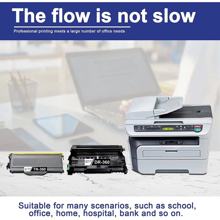 TN360 Toner Cartridge & DR360 Drum Unit Replacement for Brother DCP-7030 Printer (1 Toner+1 Drum)