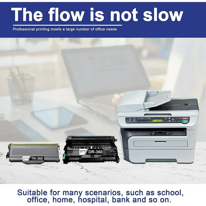 TN360 Toner Cartridge & DR360 Drum Unit Replacement for Brother DCP-7030 Printer (1 Toner+1 Drum)