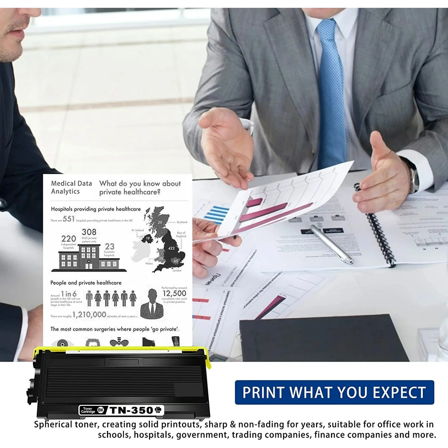 TN350 Black Toner Cartridge 1 Pack Replacement for Brother DCP-7010 Printer