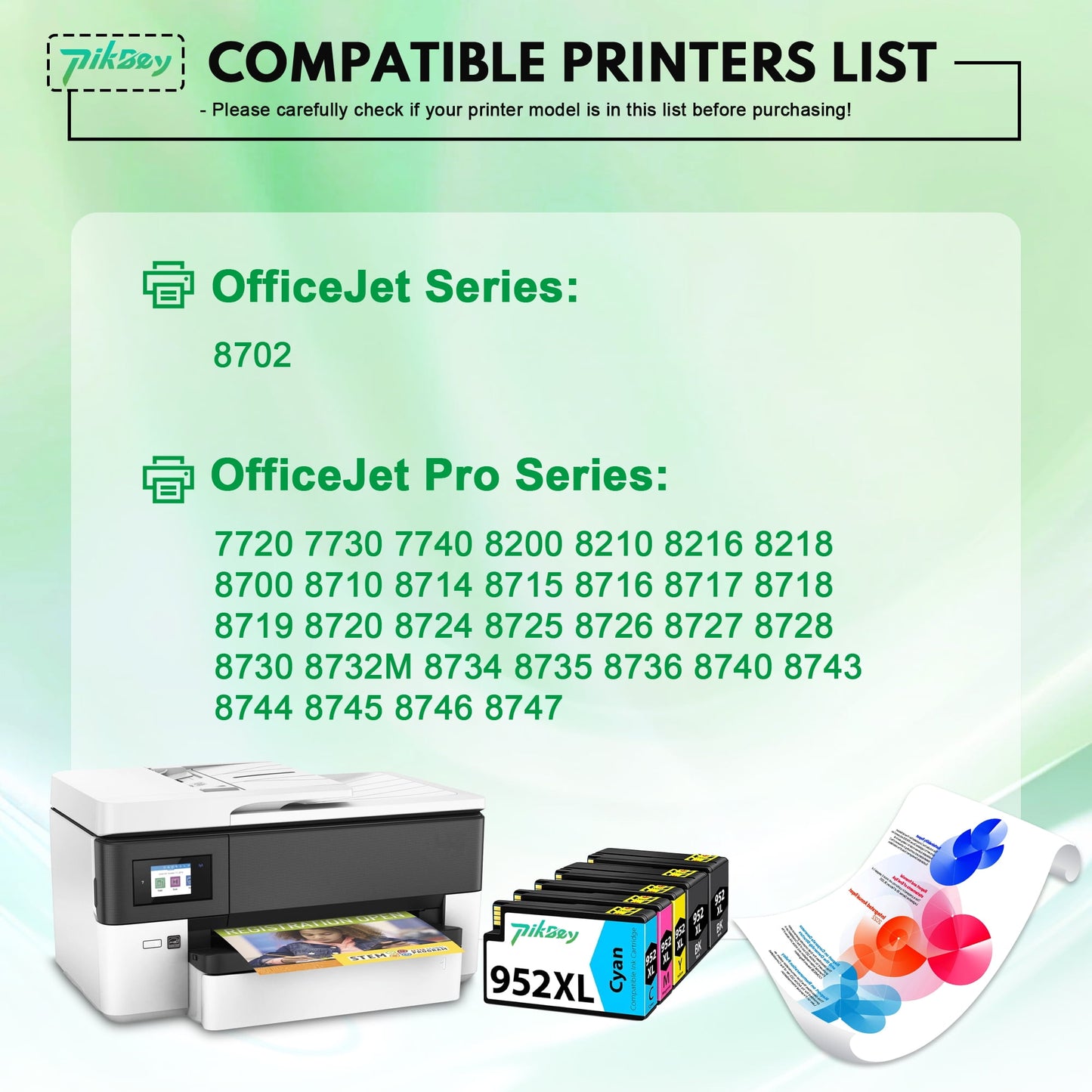 952XL Ink Cartridges Compatible for HP 952 Ink Cartridge for OfficeJet 8702 OfficeJet Pro 7700 8210 8700 8740 8730 Printers (2BK/1C/1M/1Y) 5-Pack