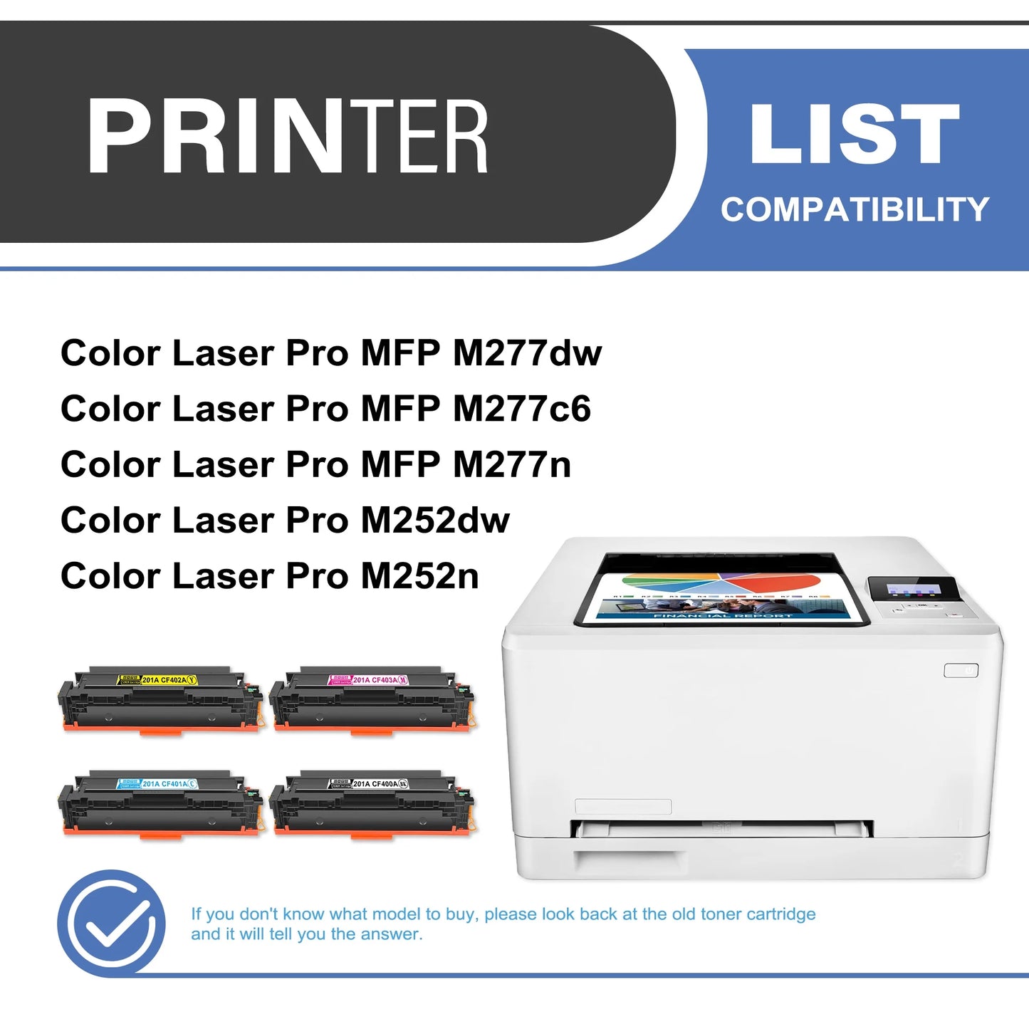 201A CF400A Toner Cartridge 4-Pack Compatible for HP 201A CF403A Toner Cartridges for Color Laser Pro M252, Color Laser Pro MFP M277 Series Printer (1 Black, 1 Cyan, 1 Magenta, 1 Yellow)