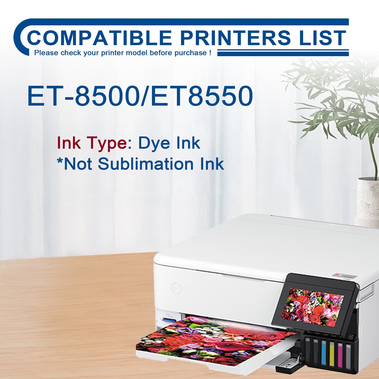 T552 552 Ink Refill Bottles 6 Pack Compatible for Epson 552 Ink for Ecotank Photo ET-8550 ET-8500 ET8550 ET8500 8550 8500 Printer (PBk/BK/C/M/Y/ GY)